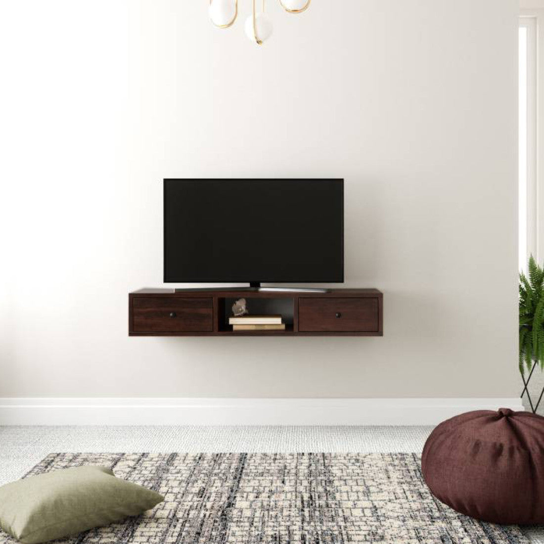 Lublin Wallshelf | Tv Unit With Two Drawer | Sheesham Wood