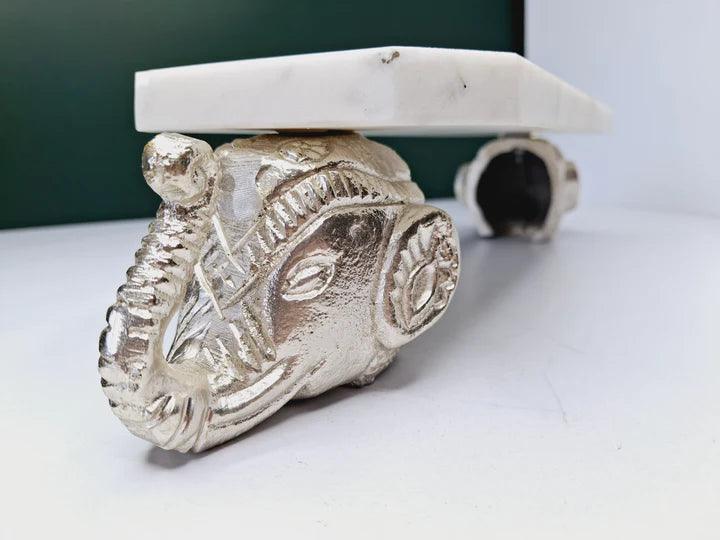 Marble Chowki With Aluminum Cast Legs For Pooja Style 2