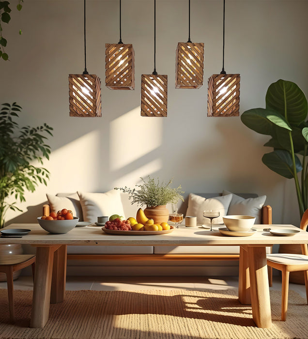 Oblique Wooden Hanging Light 5 Series & Pendant Lamps for Home