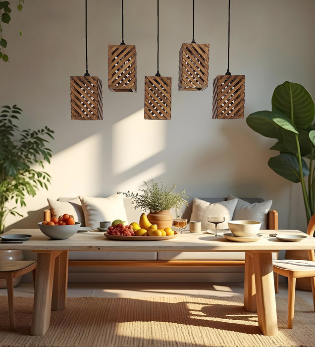 Oblique Wooden Hanging Light 5 Series & Pendant Lamps for Home