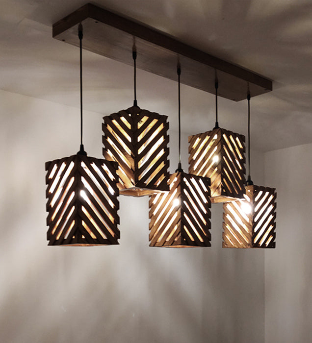 Oblique Wooden Hanging Light 5 Series & Pendant Lamps for Home