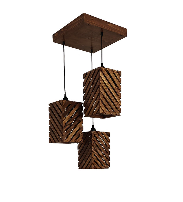 Oblique Cluster Hanging Light | Wooden Pendant Lamp