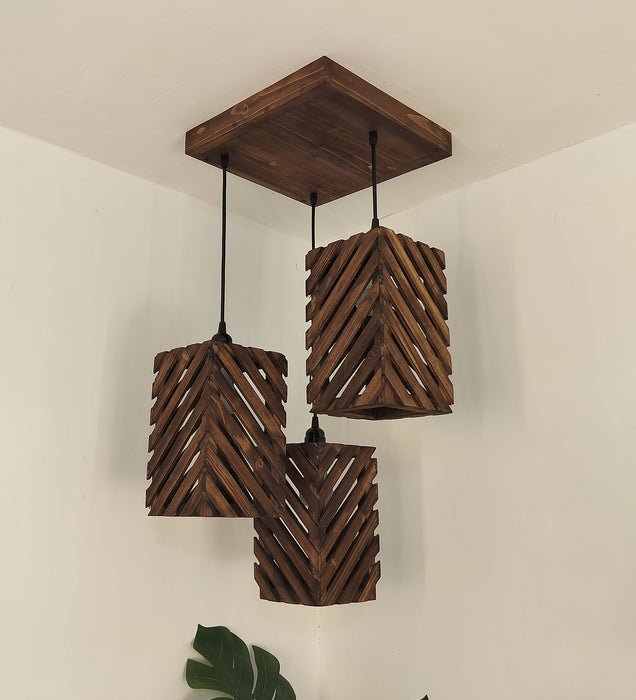 Oblique Cluster Hanging Light | Wooden Pendant Lamp