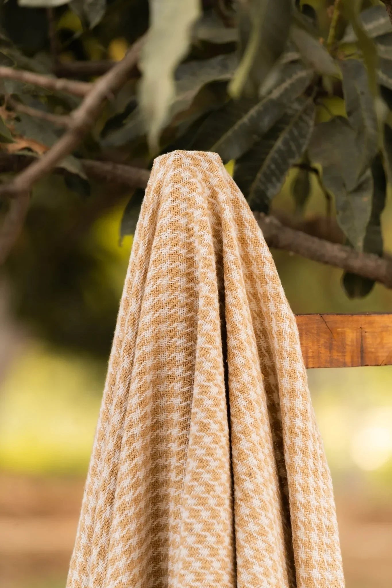 Beige Checkered Throw