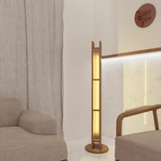 Japanese-Inspired Teak Wood Floor Lamp for Living Room & Bedroom| Modern Standing Lamp with Fluted Glass