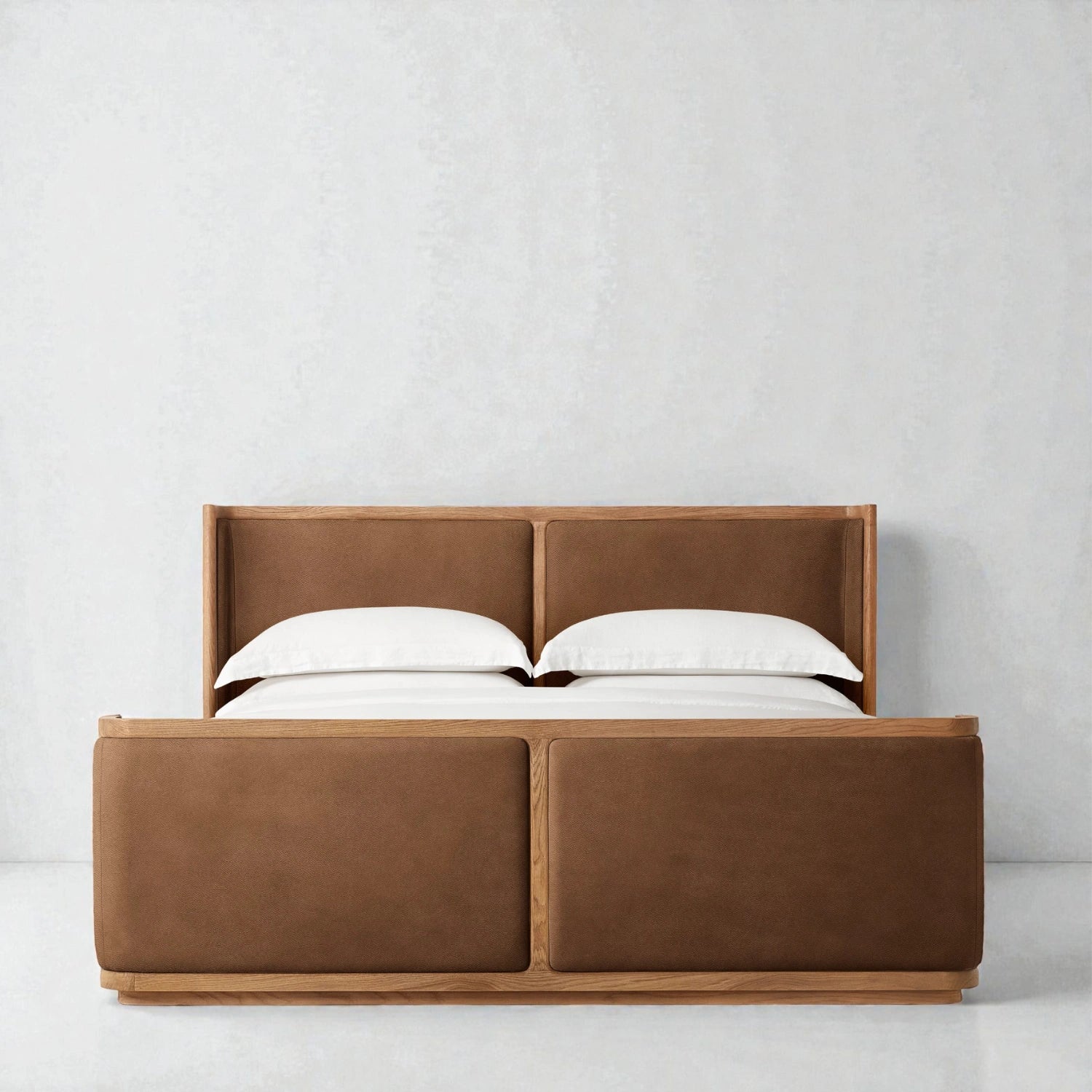 Tyrion Solid Ash Wood And Fabric Upholstered King Size Bed