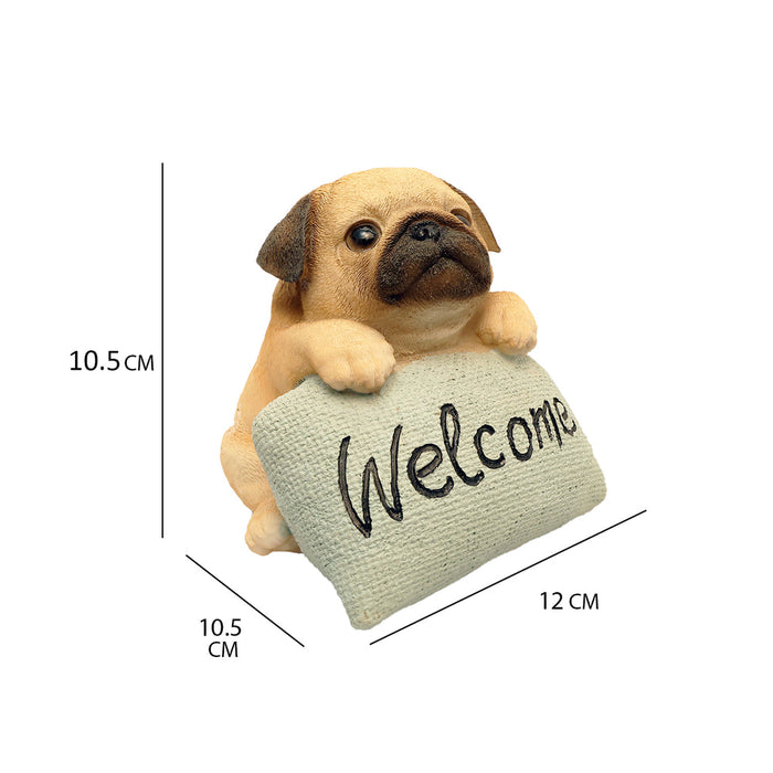 Welcome Sign Cute Pug Figurine