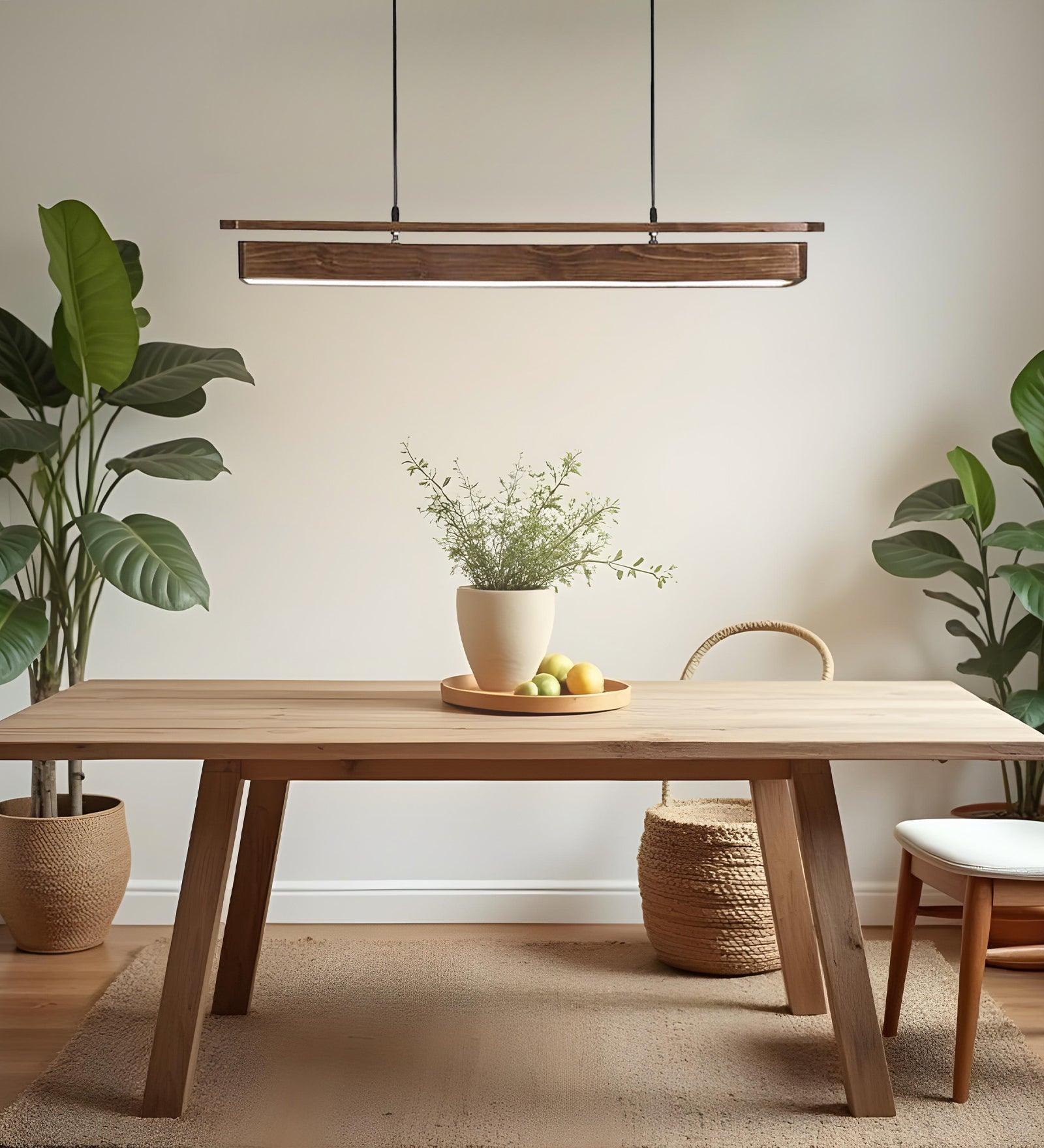 Art Deco Brown Wooden Led Hanging Lamp