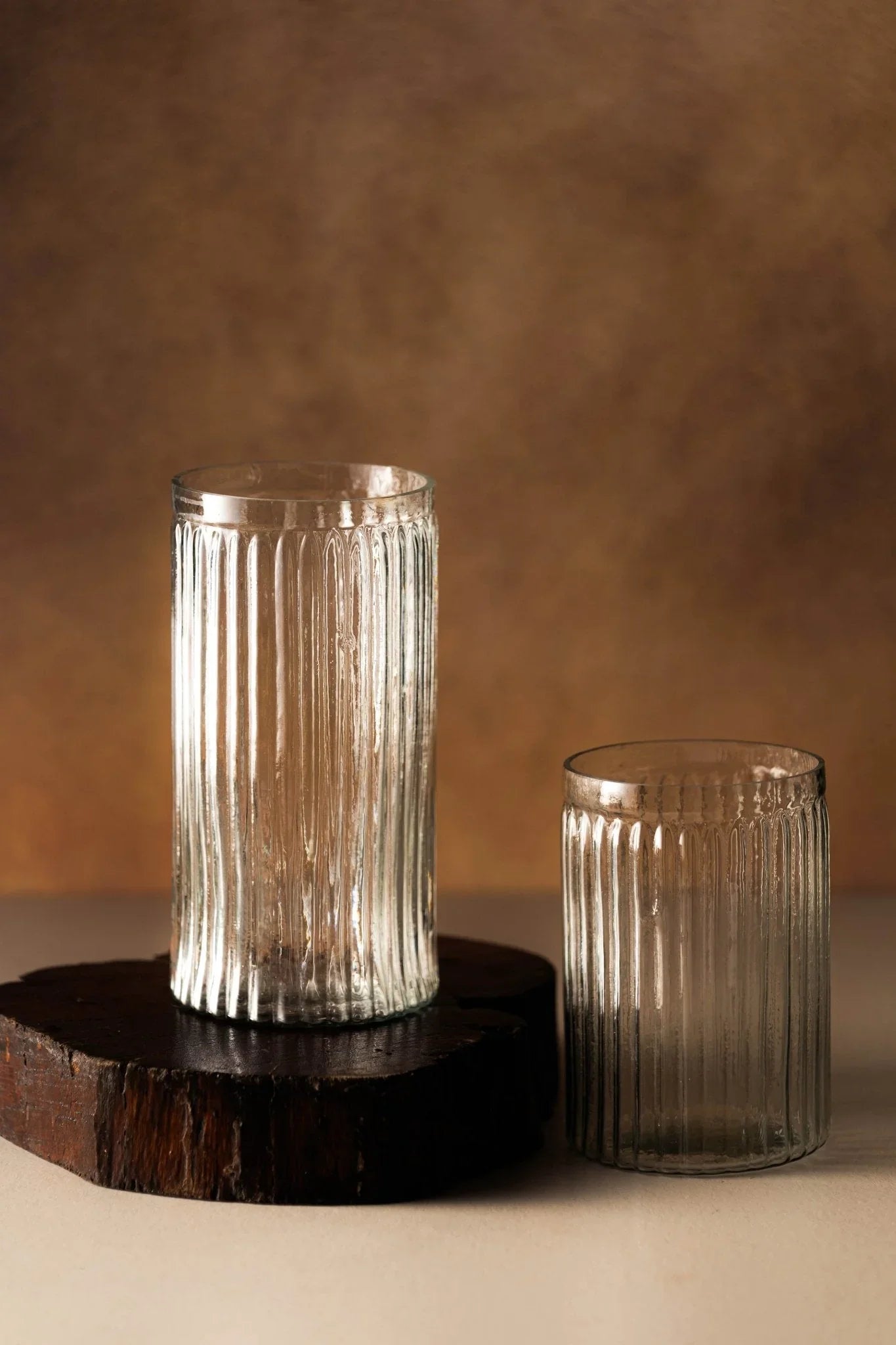 Glass Vase Set of 2 | Translucent Decorative Flower Vases for Living Room | Flower Pot
