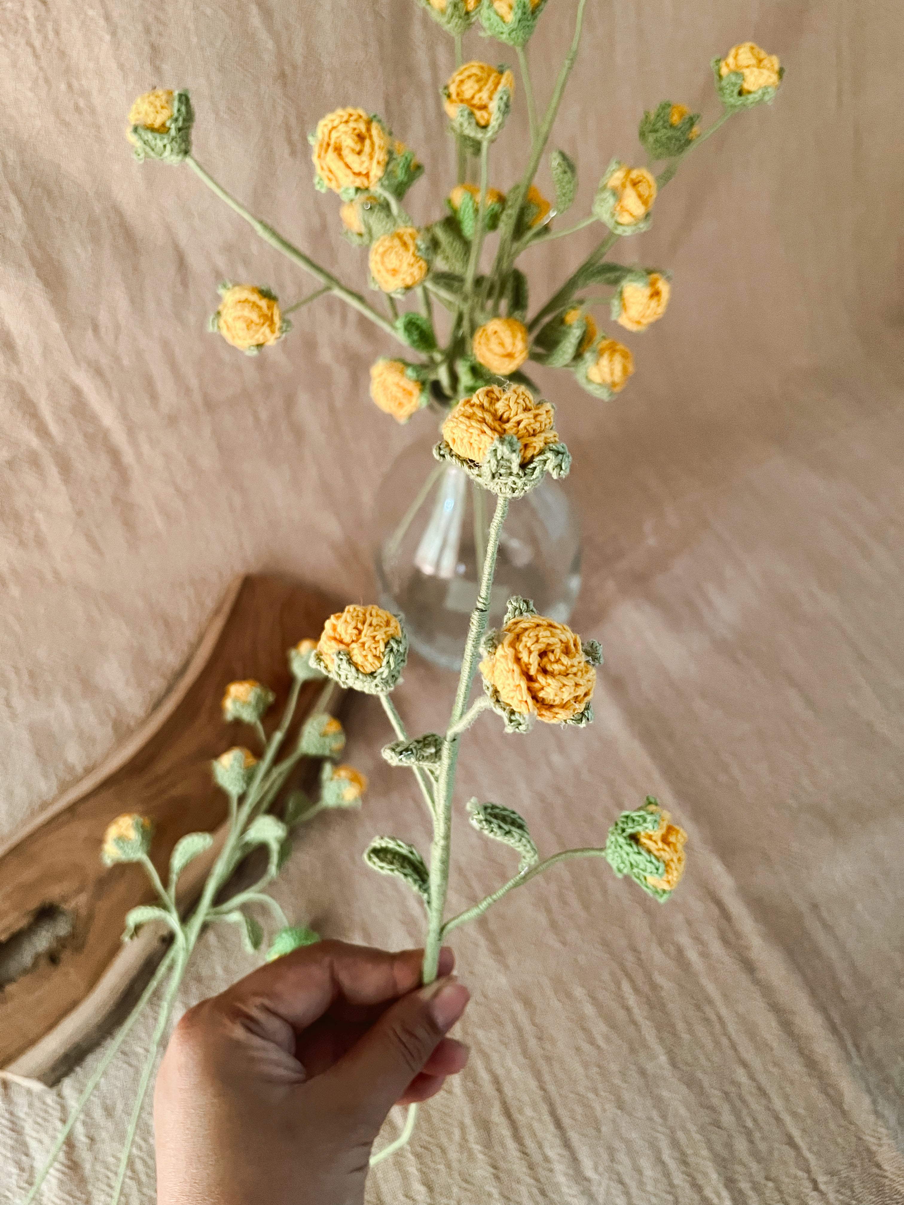 Crochet Yellow Mini Rose set of 2