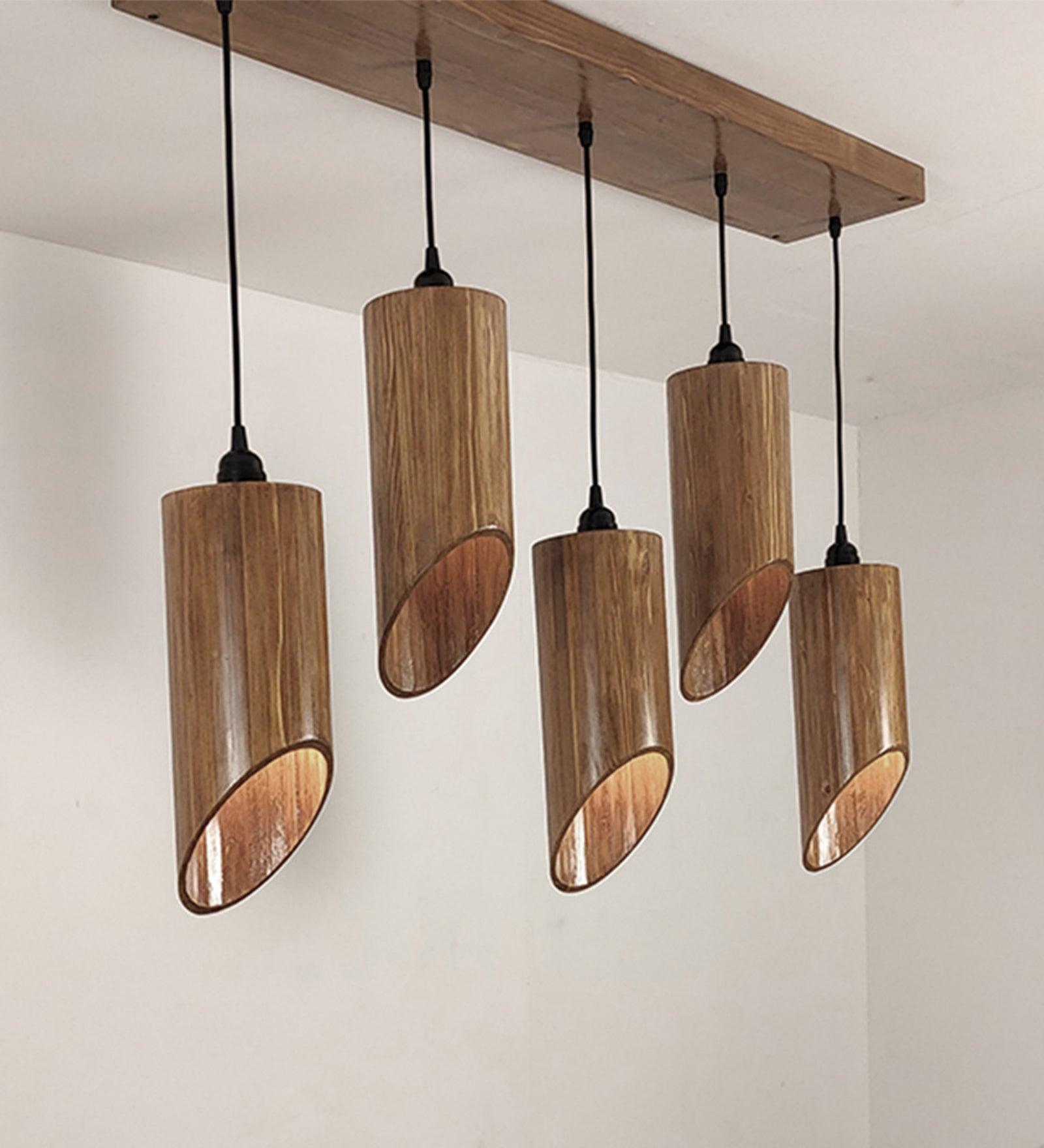 Cedar Brown Wooden 5 Series Hanging Lamp