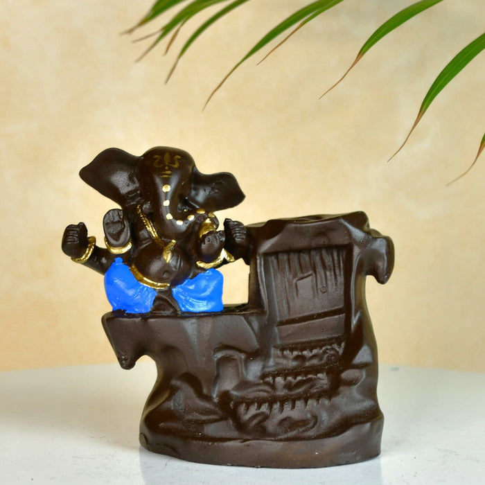 Artisan Blue Ganesh Smoke Fountain Tabletop Decor by  - Unique Home Showpiece