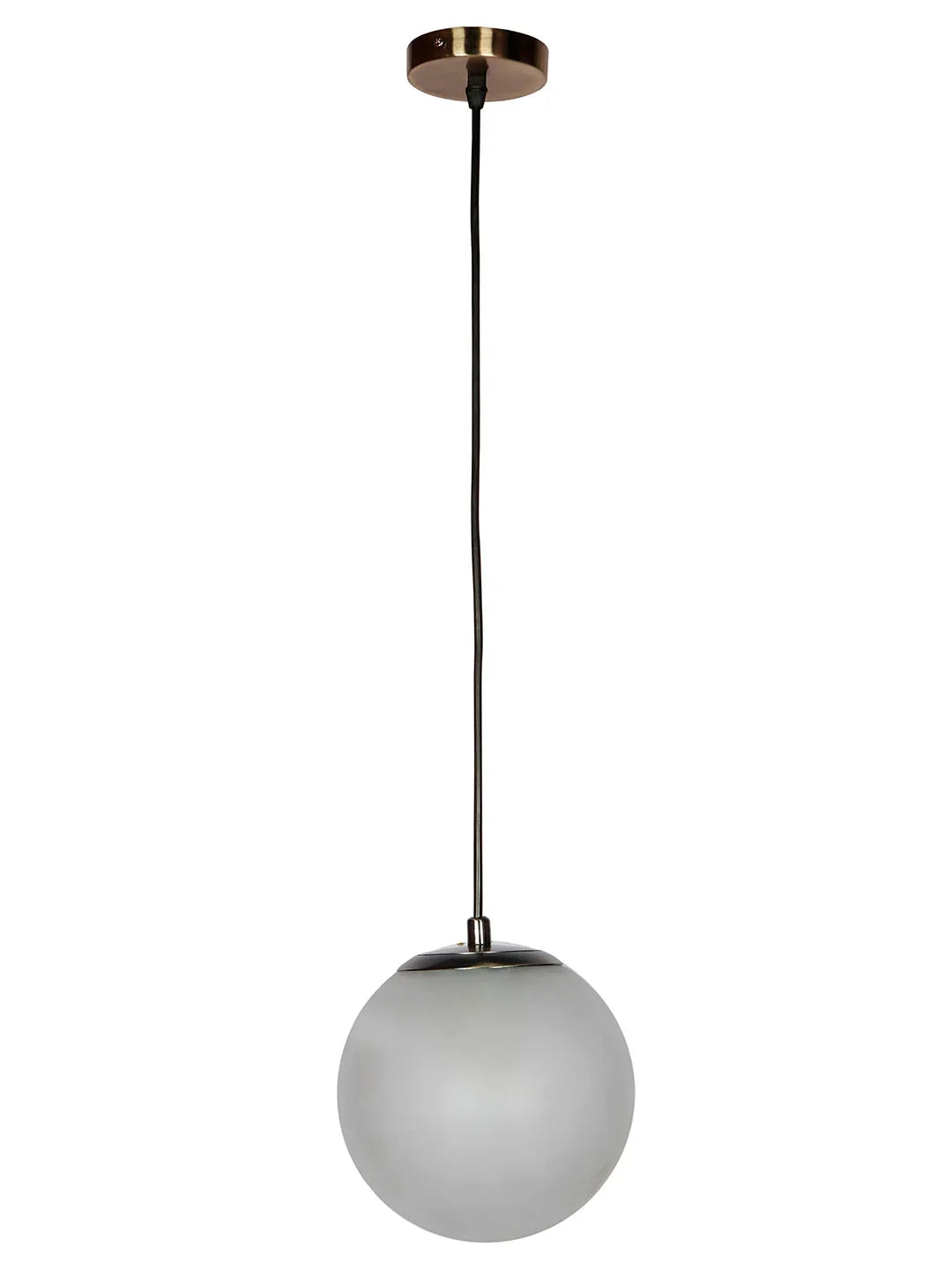 Frosted 6 inch Globe Pendant Light with Antique Brass Fixture