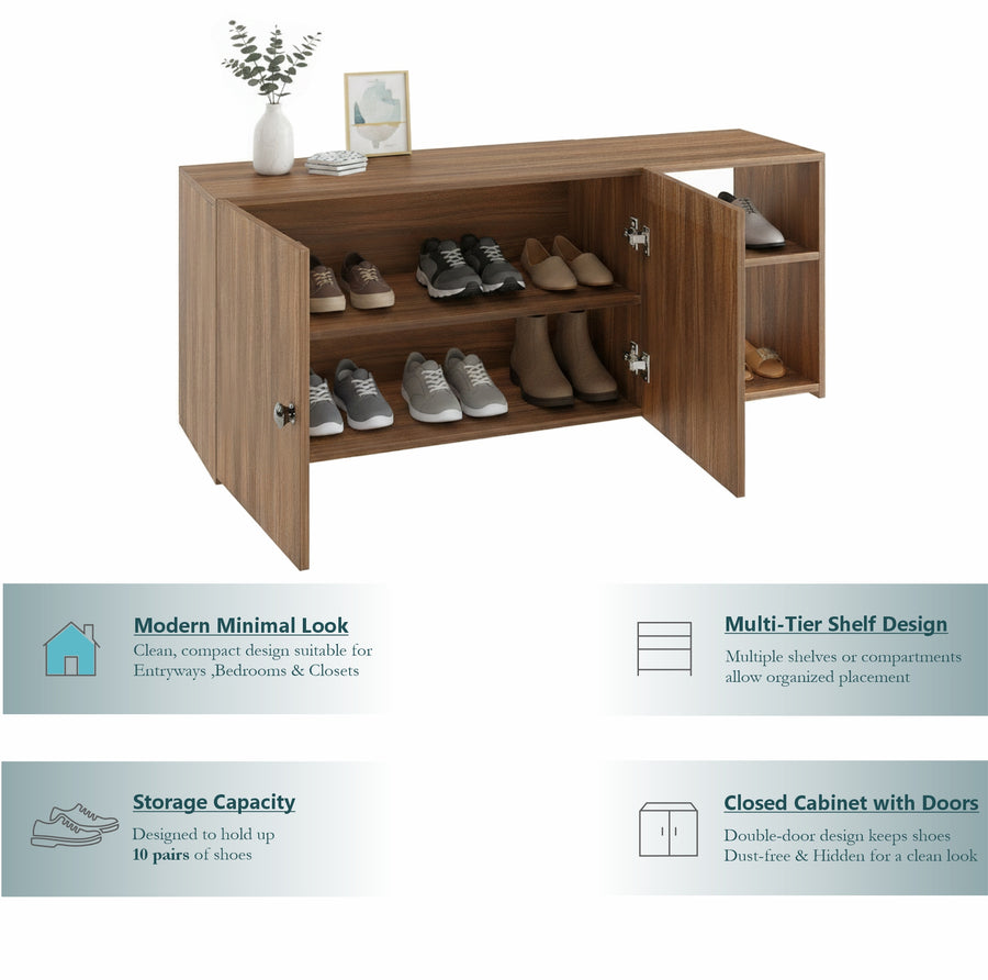 Shoe Rack Cabinet with Doors and Storage - Cosmos