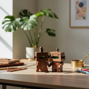Natural Sheesham Wood Designer Pencil Sharpener | Handcrafted Magnetic Male Sharpener for Artists & Students