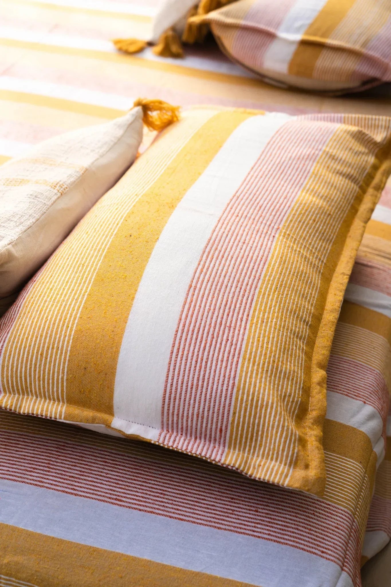 Sunset Stripes Cotton Bedspread With Pillow Covers