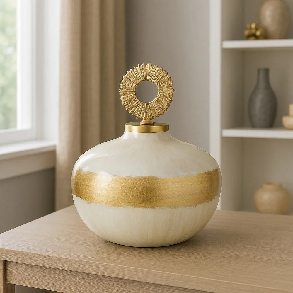 Pearl White and Gold Sculpture
