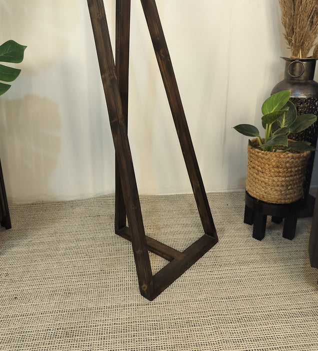 Catapult Wooden Floor Lamp with Beige Fabric Lampshade