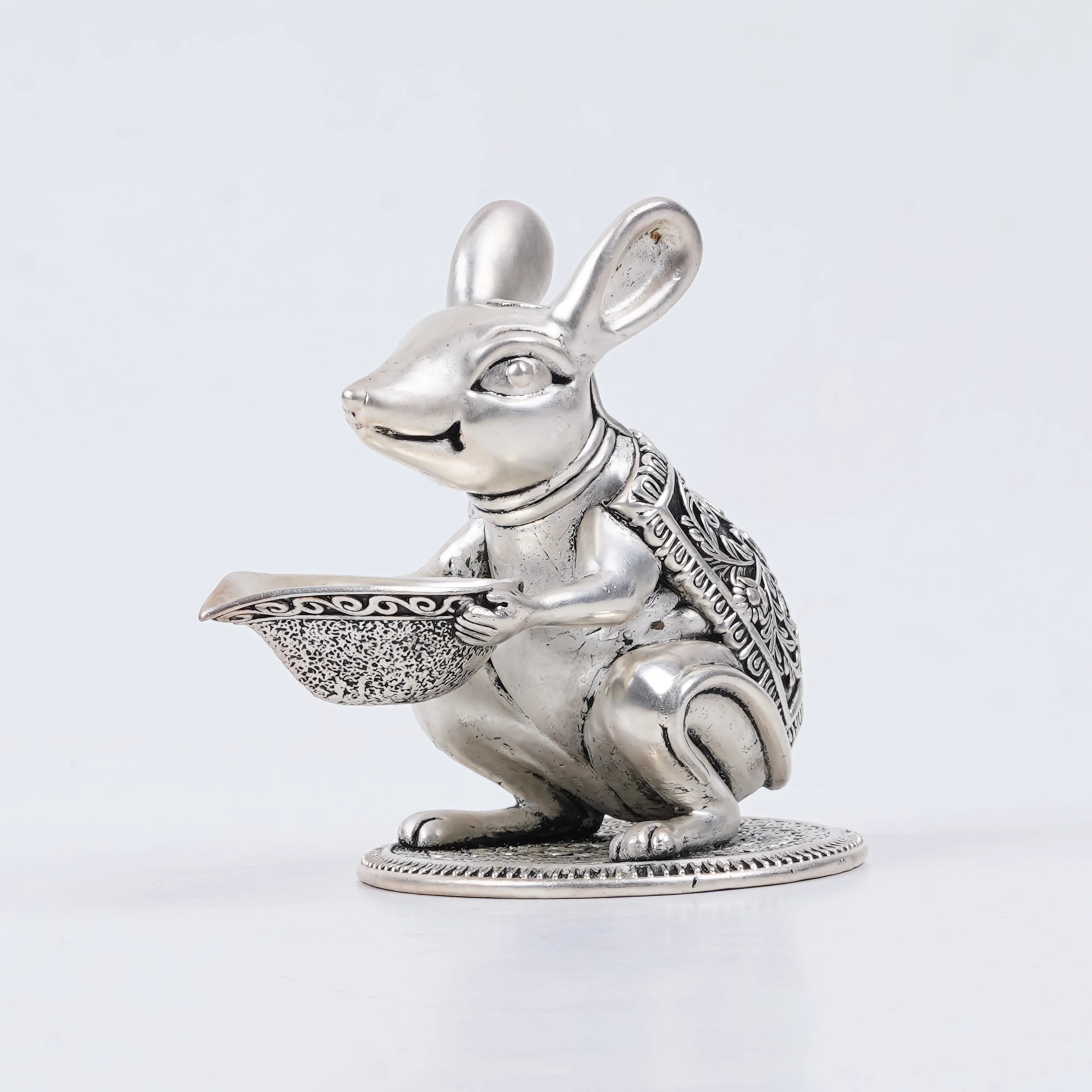 Pure Silver Plated Brass Mushak Diya