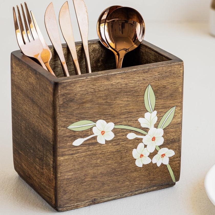 Bella Mango Wood Cutlery Stand