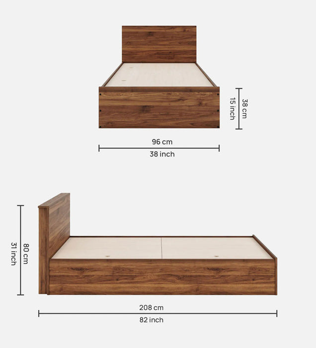 Torrus Engineered Wood Single Size Bed With Storage