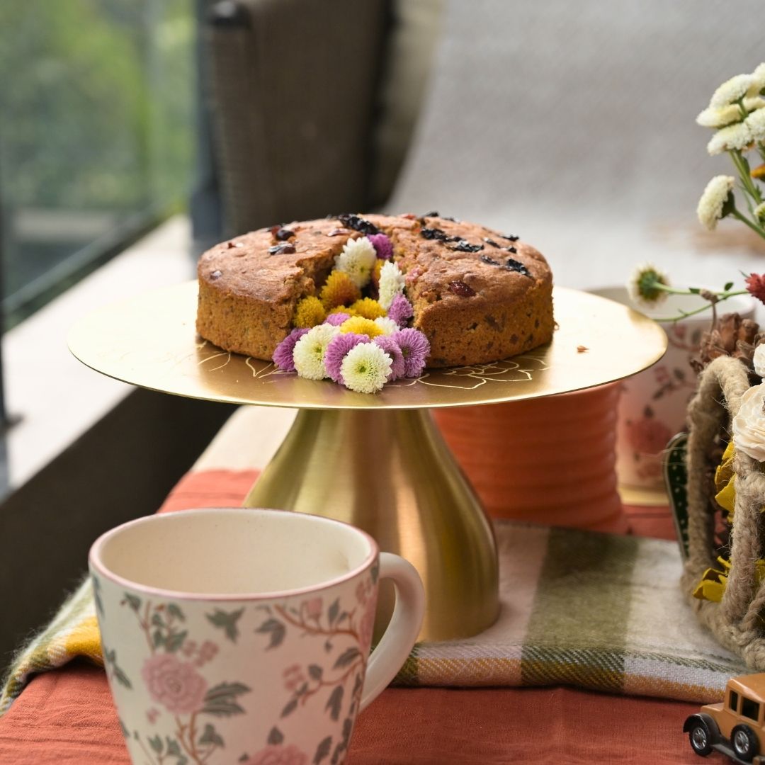 Pure Brass Cake Stand – Laser-Etched Peony Flower Design | Luxury Dessert Stand for Weddings, Festive Hosting & Home Décor