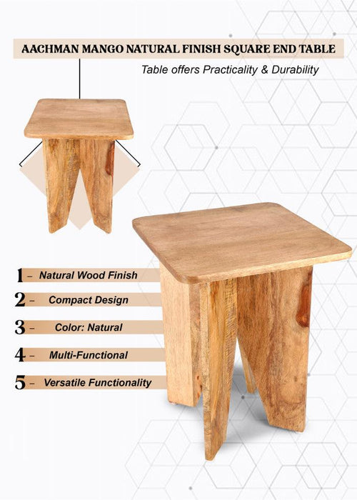 Aachman Mango Natural Finish Sqaure End Table