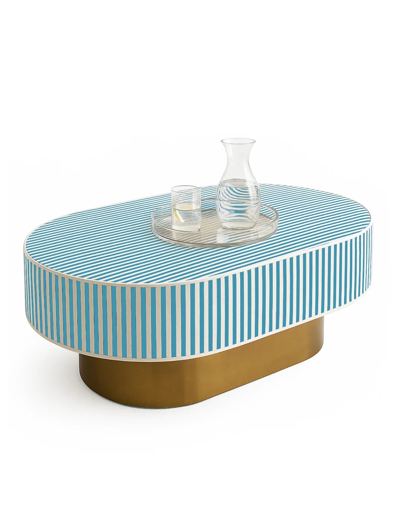 Inlay Jordan Oval Shape Coffee Table - Waterfall