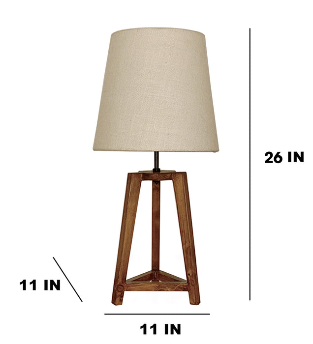 Adrienne Brown Wooden Table Lamp with White Jute Lampshade