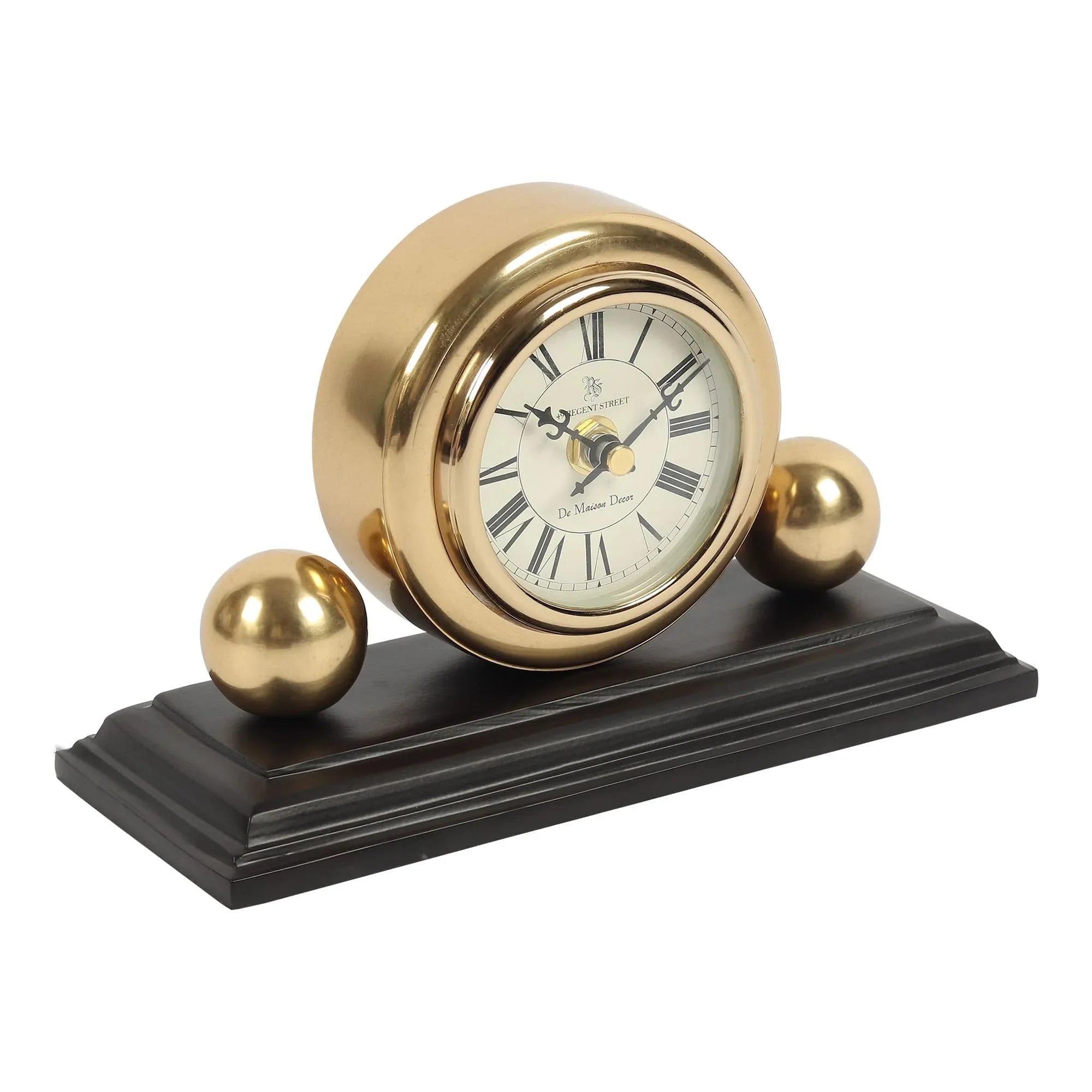 Orbit  Designer Table Clock | Sculptural Vintage-Inspired Desk Clock in Gold & Silver