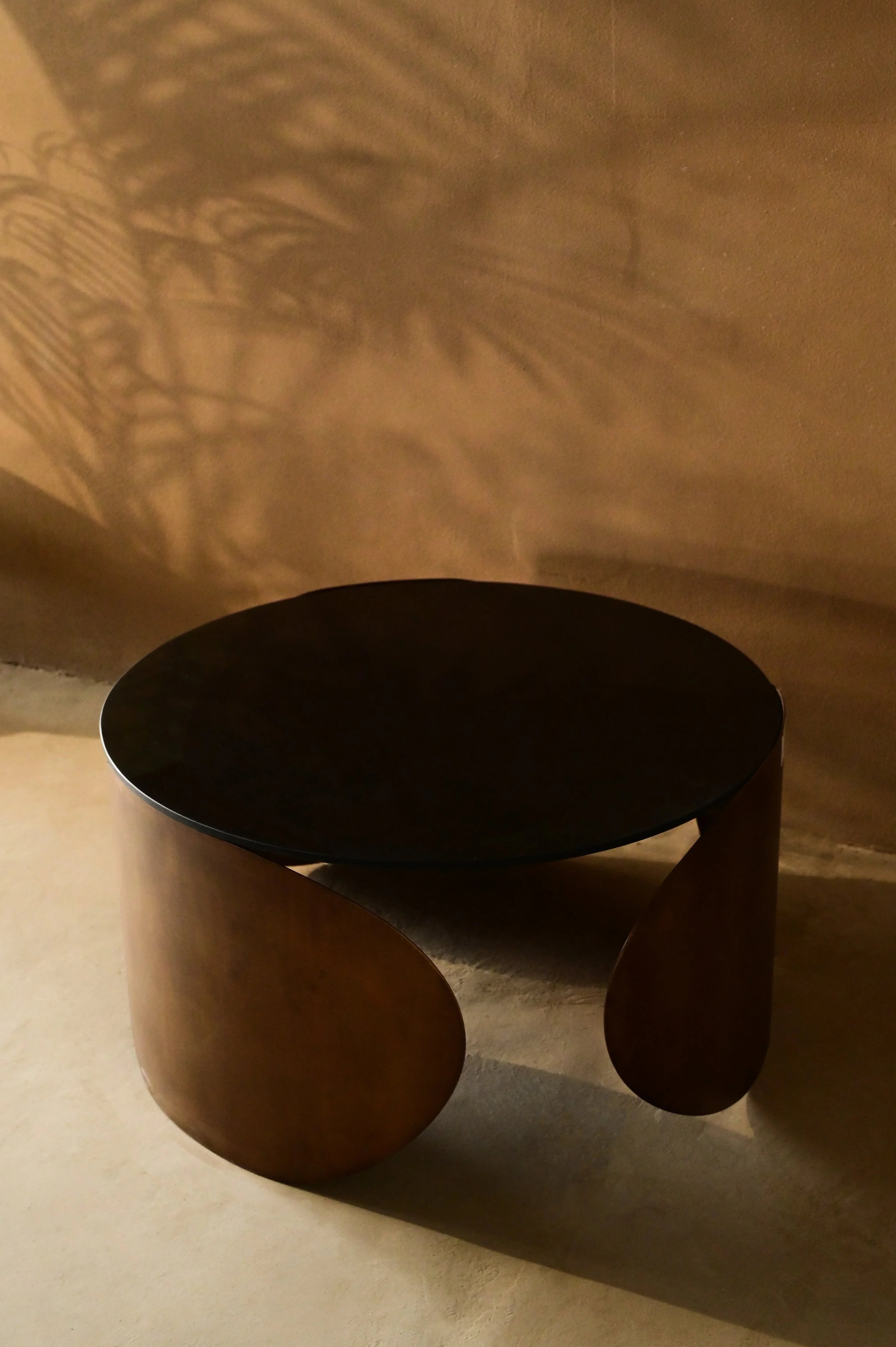 Eterna Round Coffee Table for Living Room | Glass Top in Antique Brass Finish Center Table