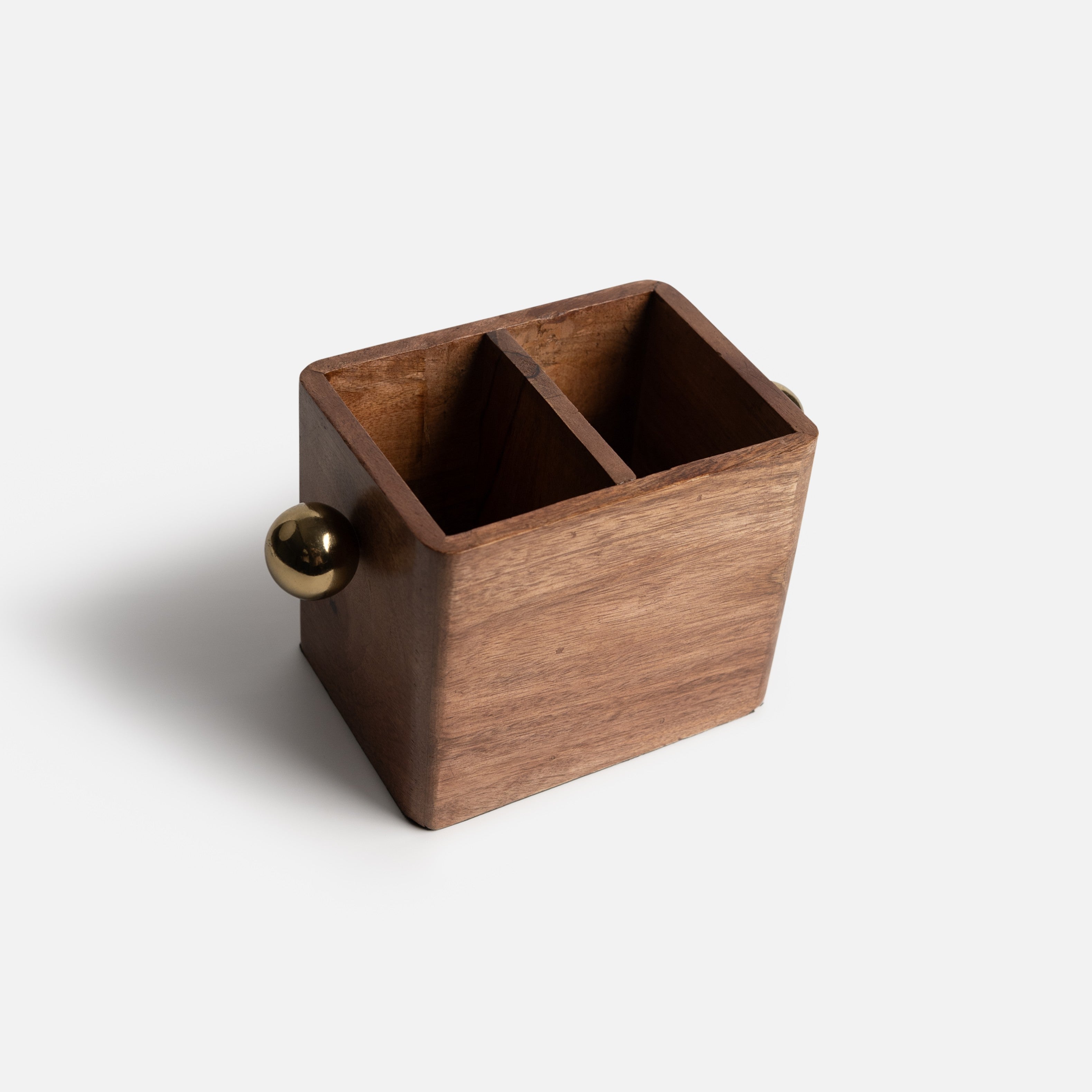 Ora-Spand Wooden Cutlery Holder with Metal Accent