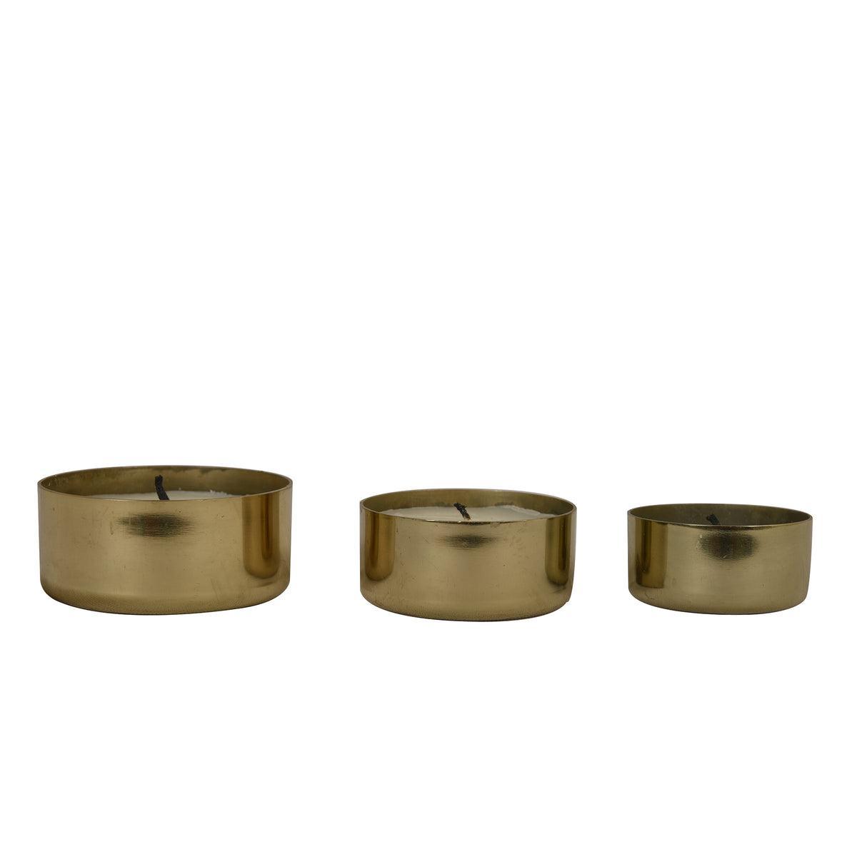 Roshni Metal Votives Diyas with filled flavoured candles in a gift Box (Set of 3)