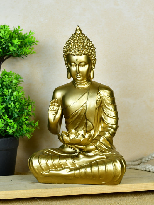 Buddha Figurine with Lotus |  Indian Home Decor - Unique Artisan Craft