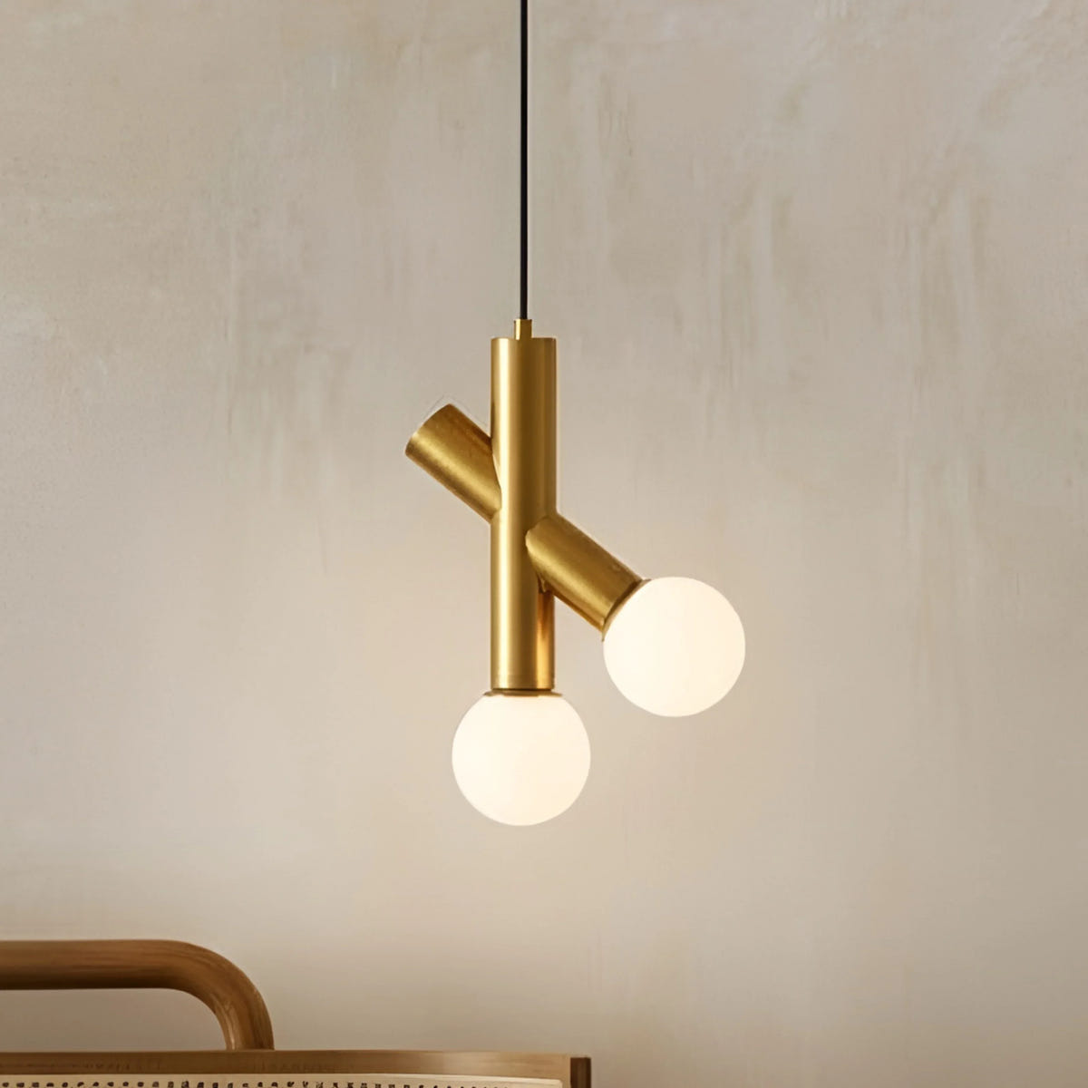 Cora Pendant Lamp | Modern Brass & Opal Glass Hanging Light for Dining Room, Living Room & Contemporary Interiors