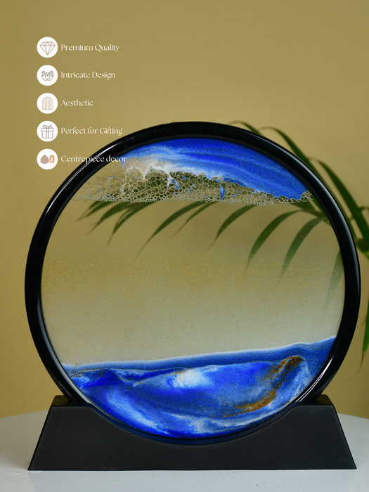 Circular Glass Sand Art – Elegant Moving Sand Sculpture for Trendy Home Decor & Gifts