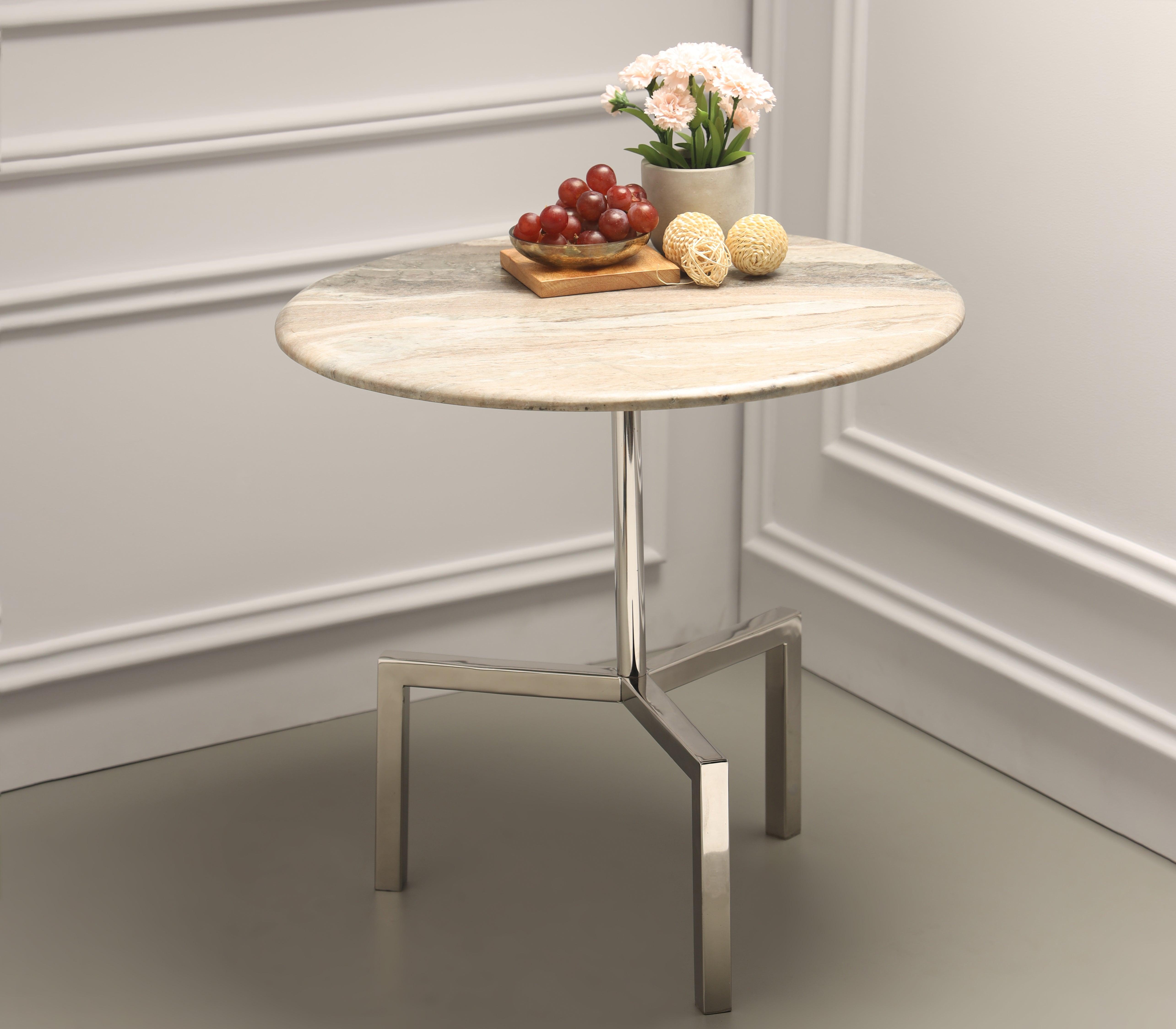 Tripod Side Table for Living Room | Designer End Table | Decorative Marble Corner Table