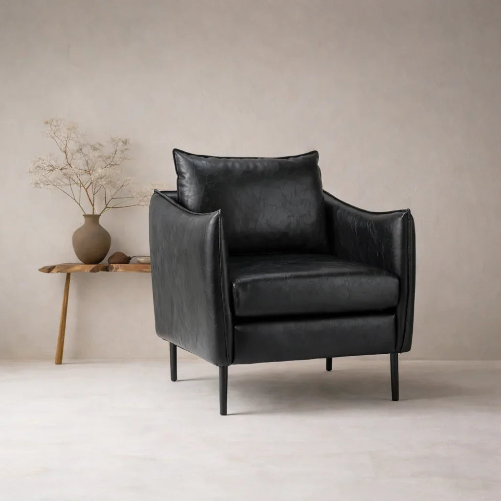 Luxury Velvet Accent Chair for Living Room | Modern Wooden Lounge Chair for Elegant Interiors