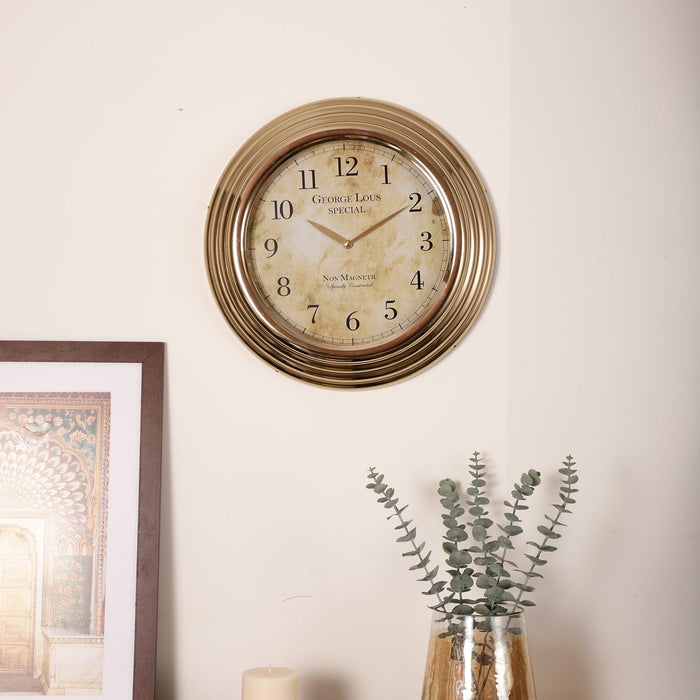 Gilded Rustic Wall Clock for Living Room | Designer Wall Clock for Office