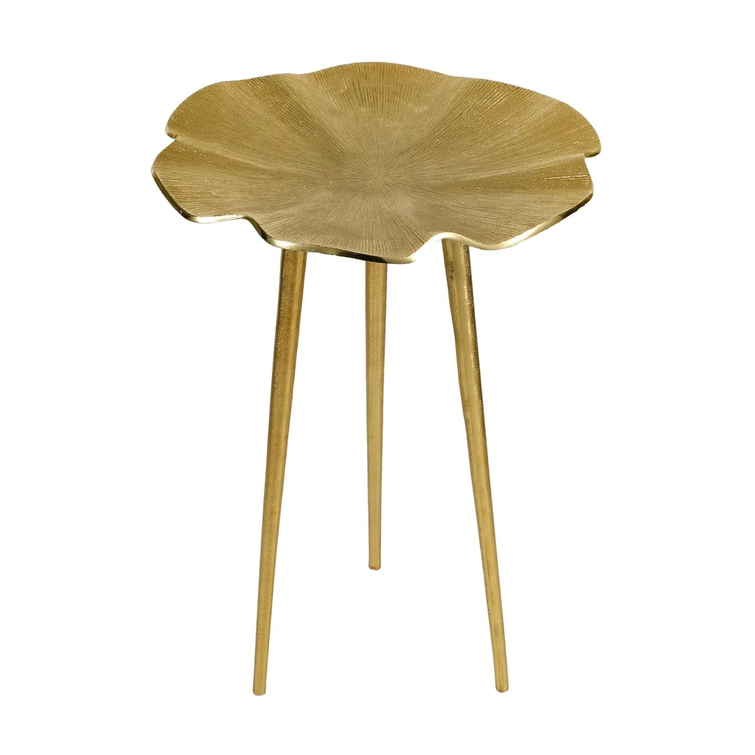 Designer Canopy Leaf Side Table | Gold Modern Accent Table for Living Room & Bedroom Decor