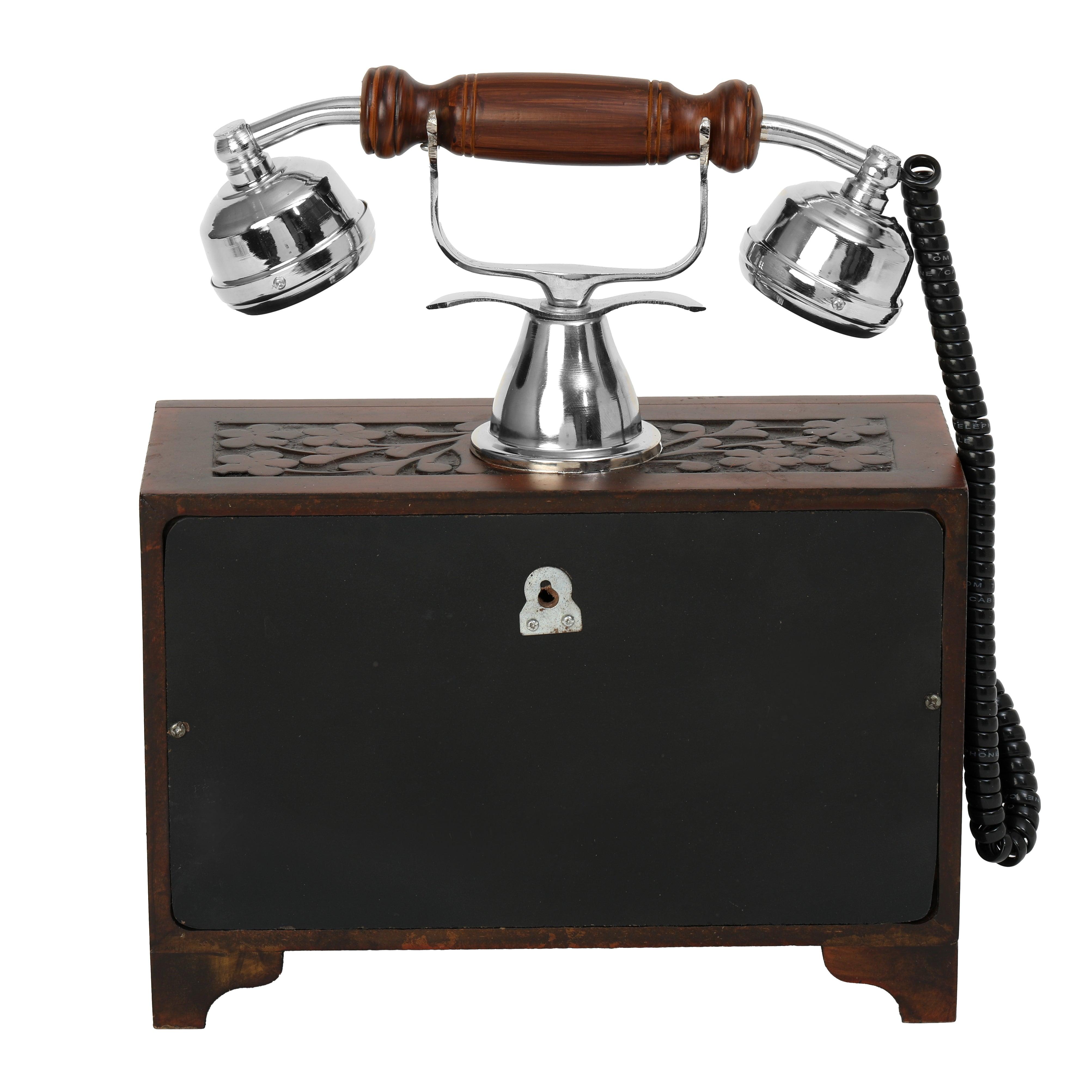 Decorative Royal Antique Telephone - Brass and Wood Replica