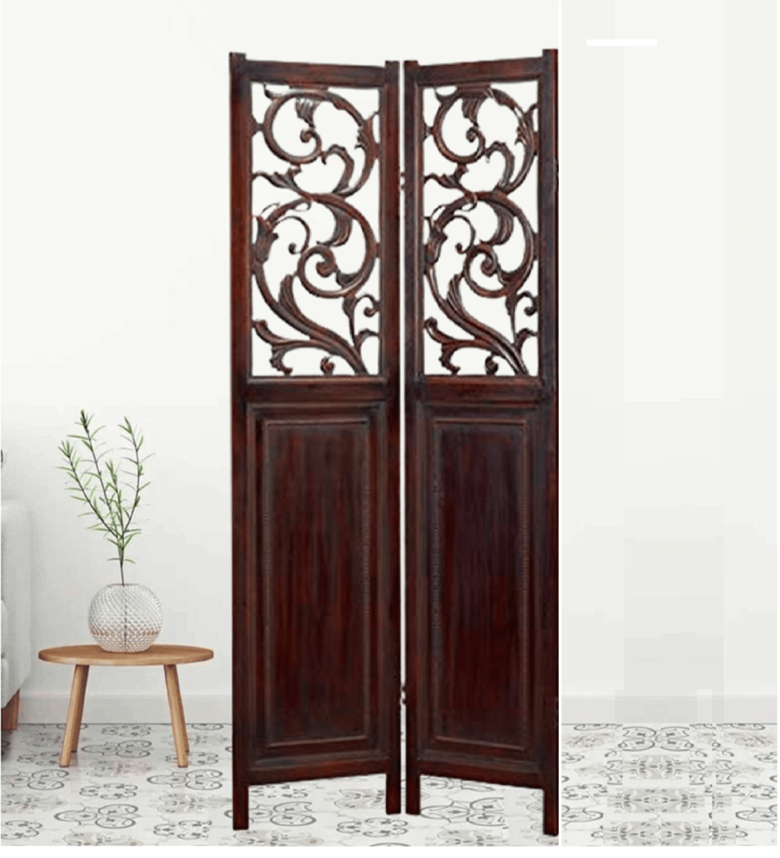 Mango Wood Frame & MDF Jali Folding Room Separator