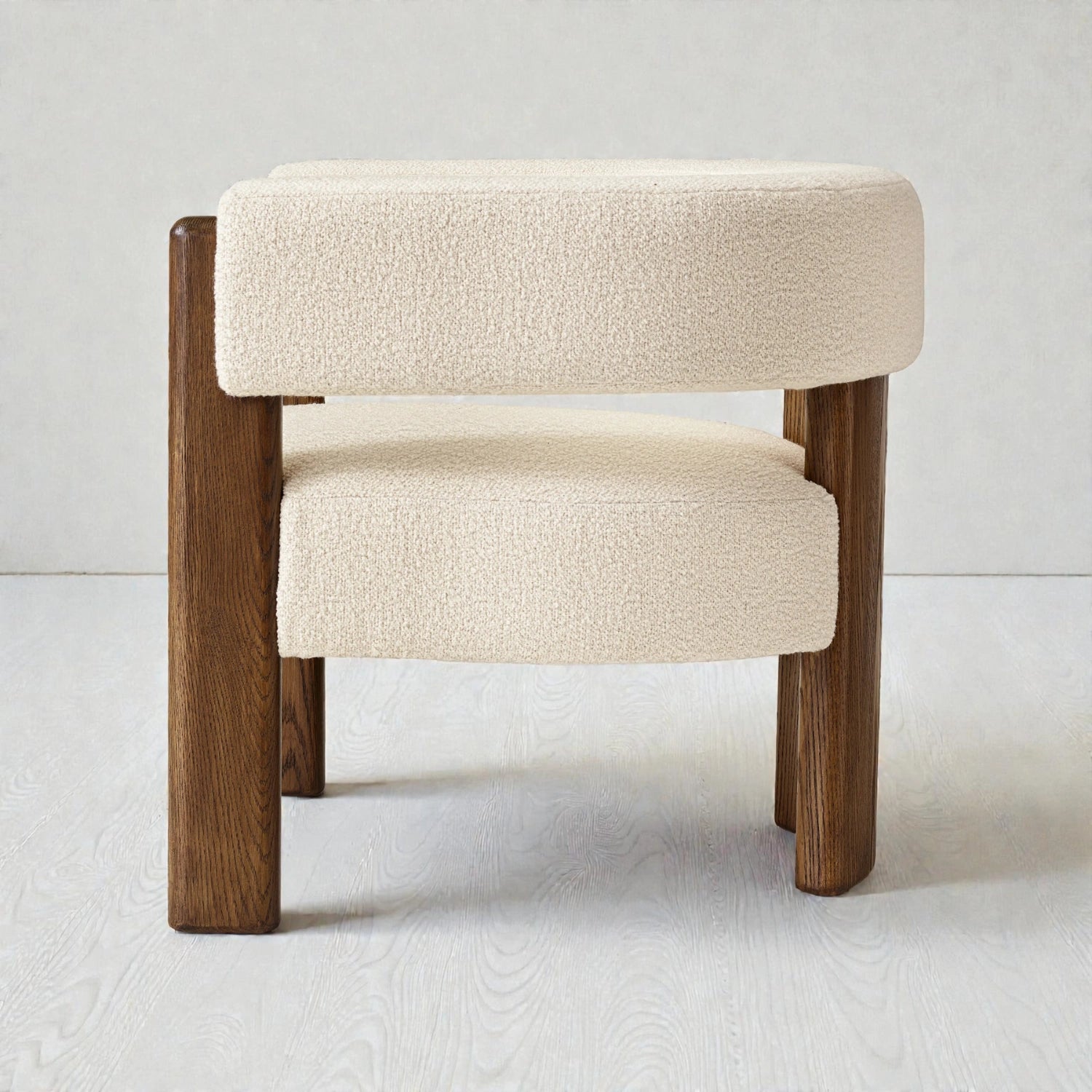 Loco Solid Teak Wood & Fabric Upholstery Armchair