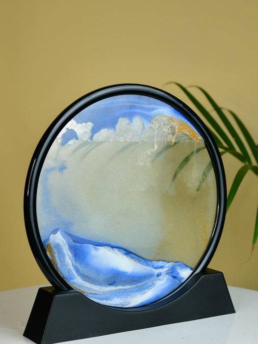 Circular Glass Sand Art – Elegant Moving Sand Sculpture for Trendy Home Decor & Gifts