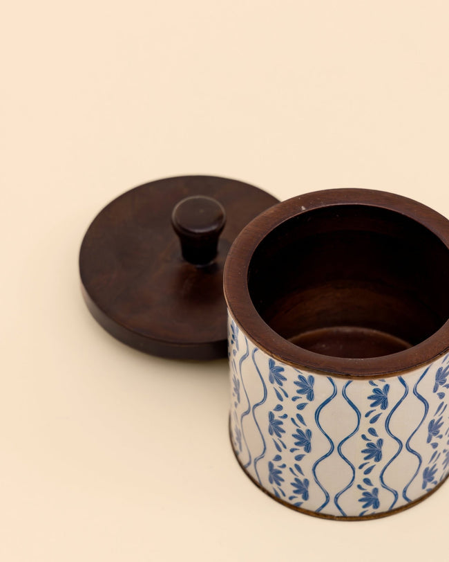 Frosted Wooden Storage Jars