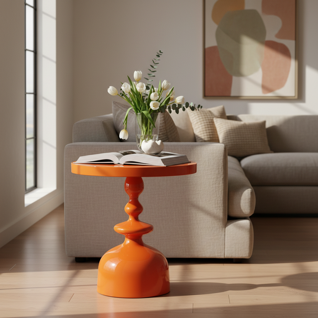 Monaco Gloss Round Iron Side Table – Modern Sculptural Accent Table