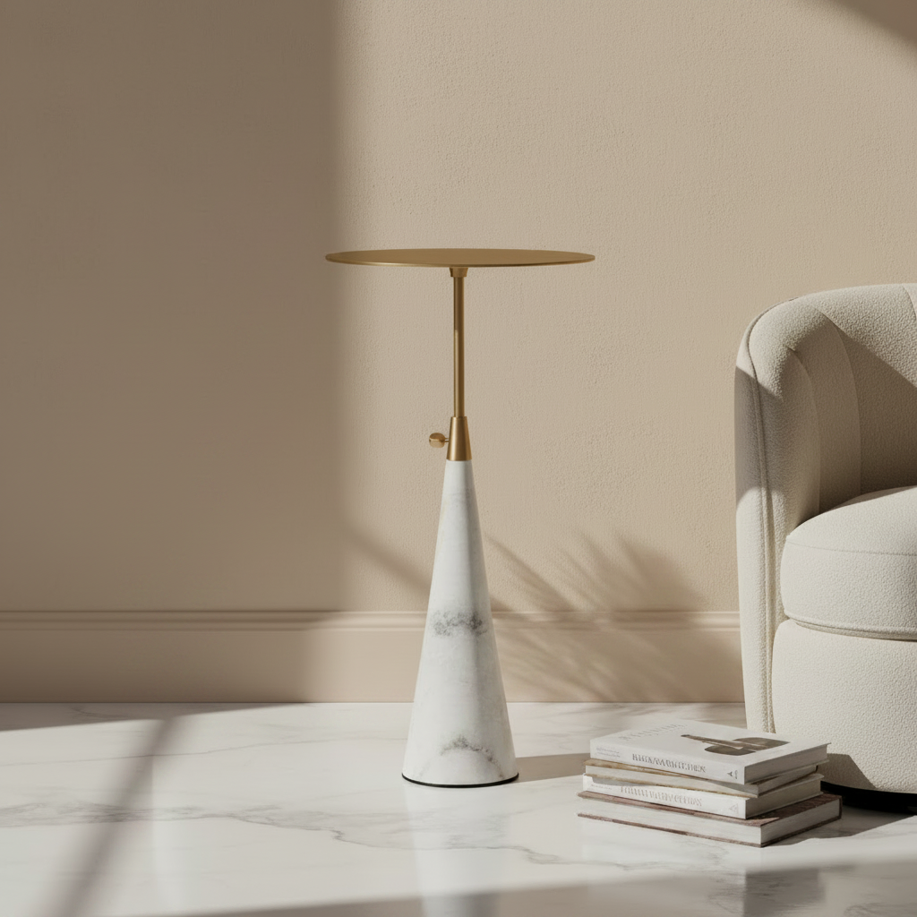 Cone Table | Marble,Brass ,Mild Steel