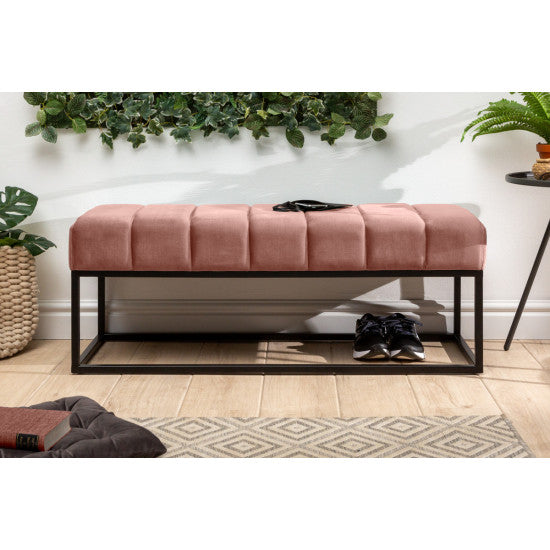 Fresno Long Ottoman Cum Bench | Hallway Bench | Dining Bench | Extra Seating (Ruddy Pink)