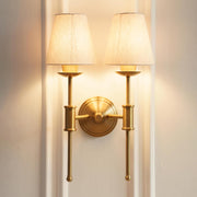 Double Spacer Wall Light Antique Brass Finish with Off White Shade for Living Room, Bedroom and Home Decoration