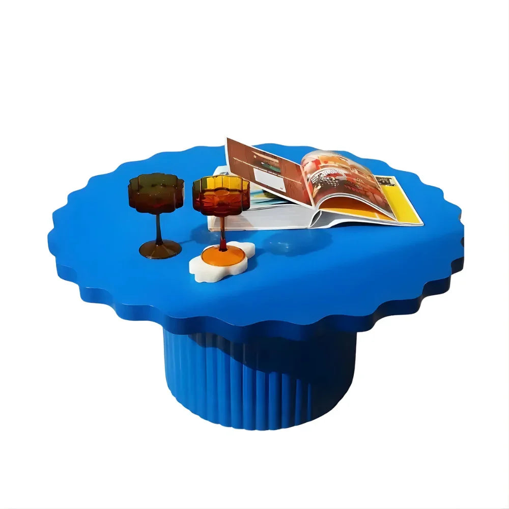 Round Design Coffee Table Child-Safe Montessori Activity Table for Kids (Blue)